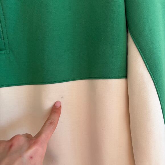 Z Supply Colorblock Half Zip Adjustable Drawstring Hoodie Jacket Green White M - Picture 5 of 8